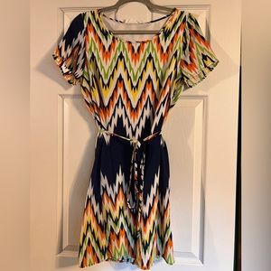 Multicolored Fun Striped Shift Dress (M)